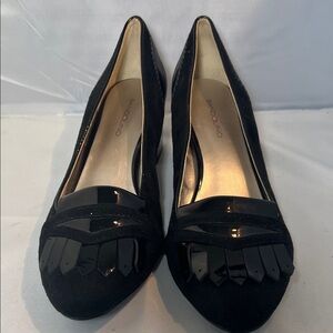 Bandolino Black Suede Heels with Patent Accents